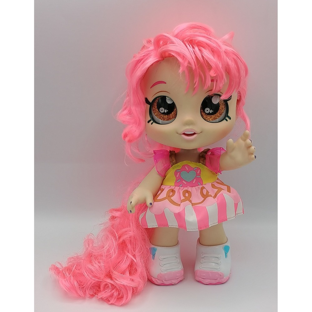9.5" Donatina Snack Time Friends Kindi Kids Bobble Head Pink Hair Glitter Doll 5